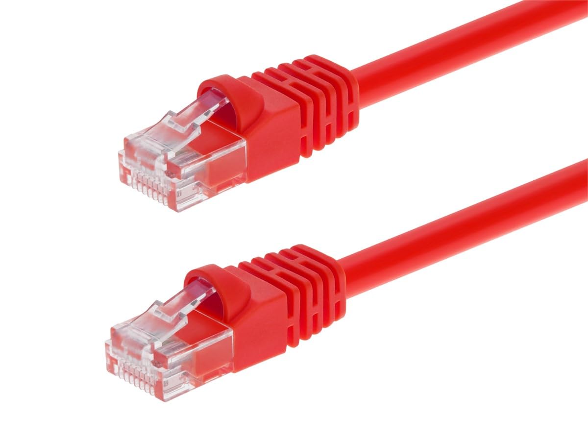 Monoprice Cat6 Ethernet Patch Cable   Snagless Rj45, Pure Bare Copper, 550Mhz, Utp, 24Awg, 7 Feet, Red   Fullboot Series