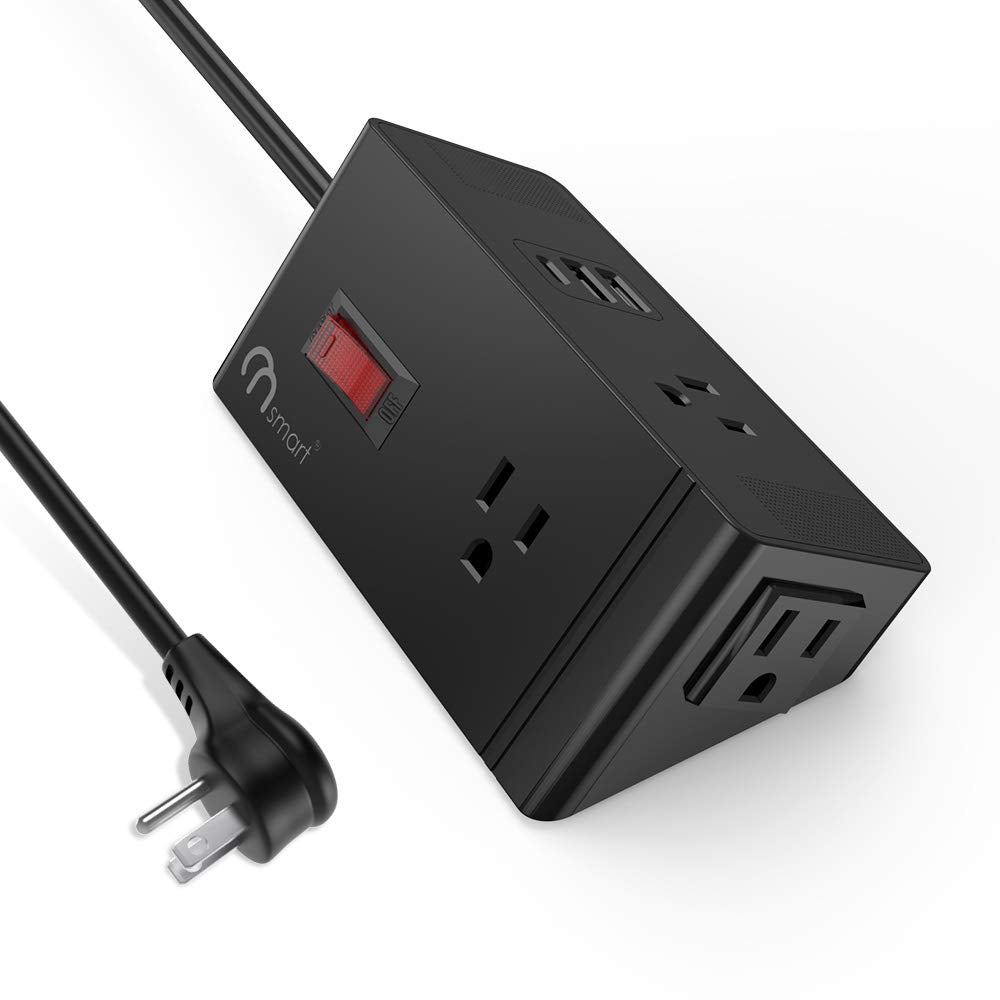 Onsmart Power Strip Flat Plug With 3 Outlets 2 Usb Ports& 1 Usb-C For Iphone/Android & More, Desktop Charging Station For Home, 