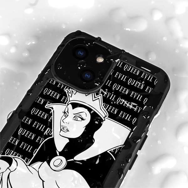 Skinit Waterproof Phone Case For Iphone 13 Mini   Officially Licensed Disney Evil Queen Black And White Design