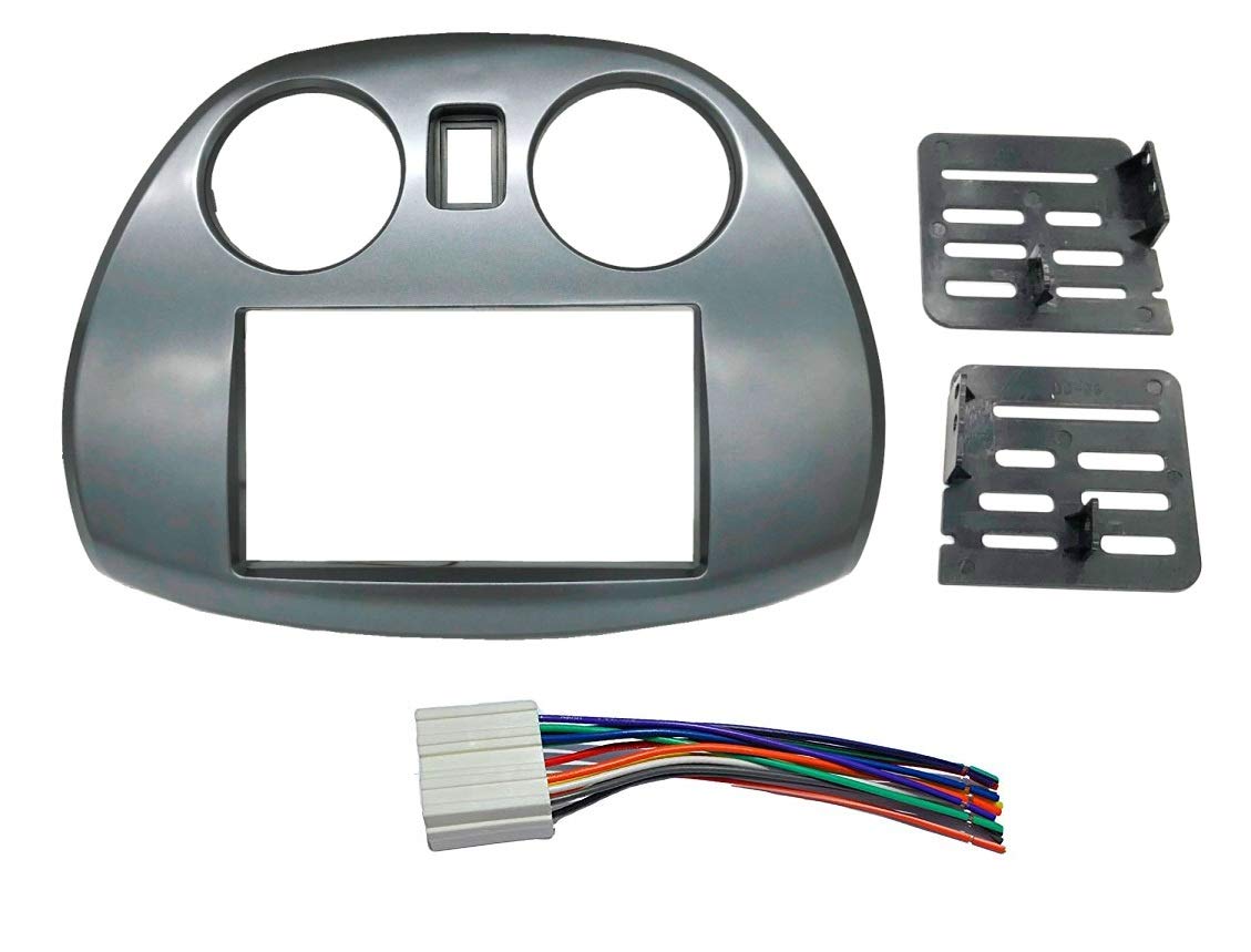 Radio Stereo Double 2 Din Dash Install Kit Mount Trim Bezel w/Wiring Harness and Factory Blue LED Compatible with Mitsubishi Ecl