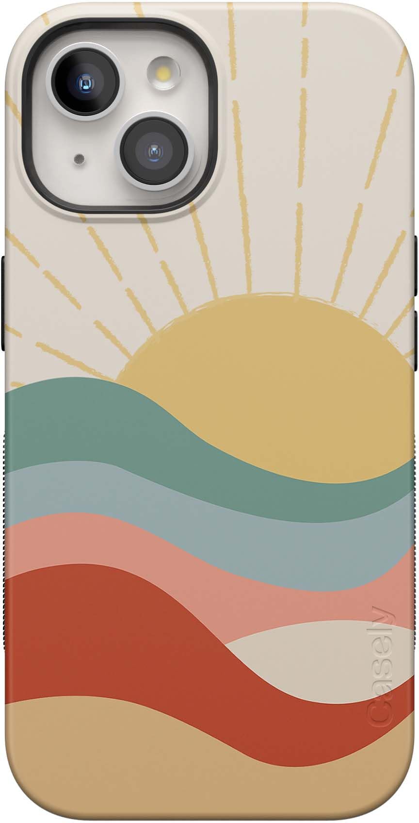 Casely iPhone 14 Case | Here Comes The Sun | Cute Colorblock Sunset | Compatible with MagSafe | Bold Protective Design