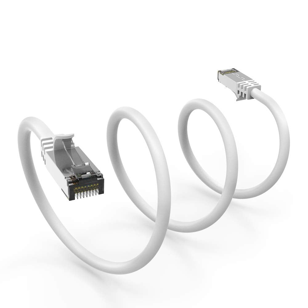 Nippon Labs 60Cat8 4 26Wt Cat8 Ethernet Cable 4 Feet Slim Series   White | 2Ghz, 40G, S/Ftp   Shielded 40Gbps 2000Mhz Sftp Patch