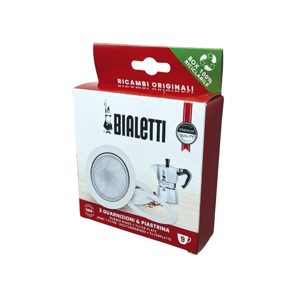 Bialetti Bia640310 Pack Of 3 Gaskets + 1 Plate, Tz.9, Stainless Steel