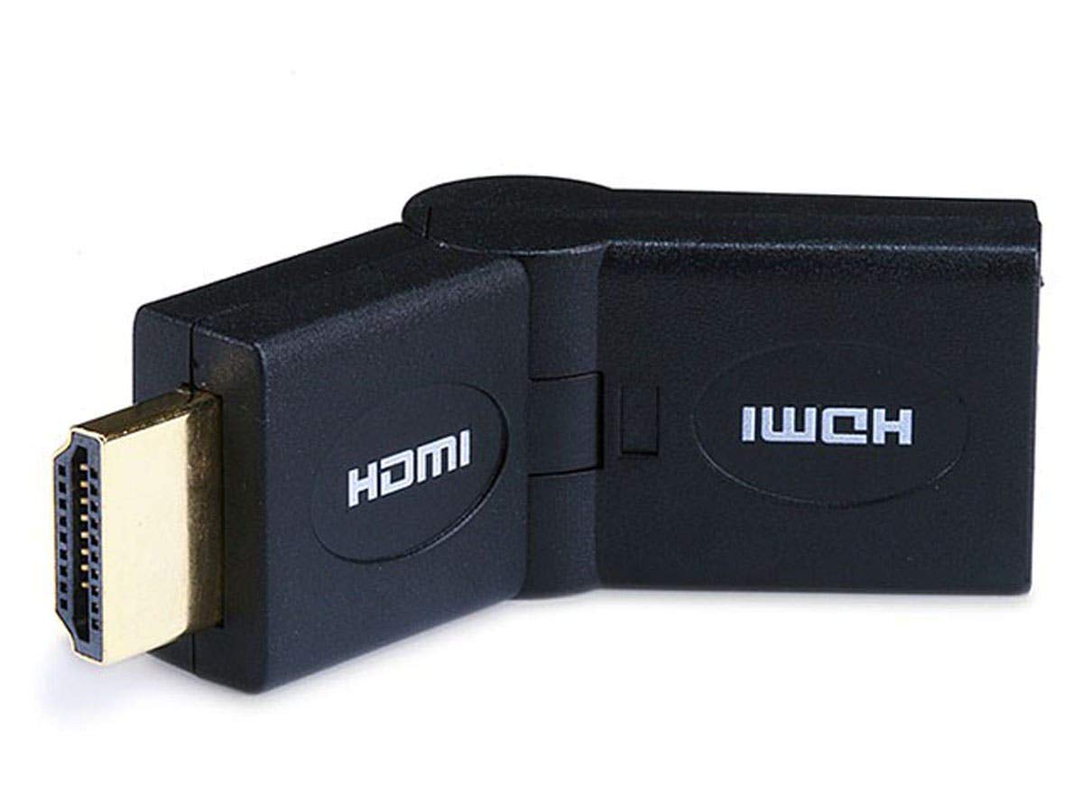Monoprice Hdmi Port Saver Adapter   Male To Female, Swiveling, Up To 90 Degrees Adjustment, Gold Plated, 3 Inches, Black