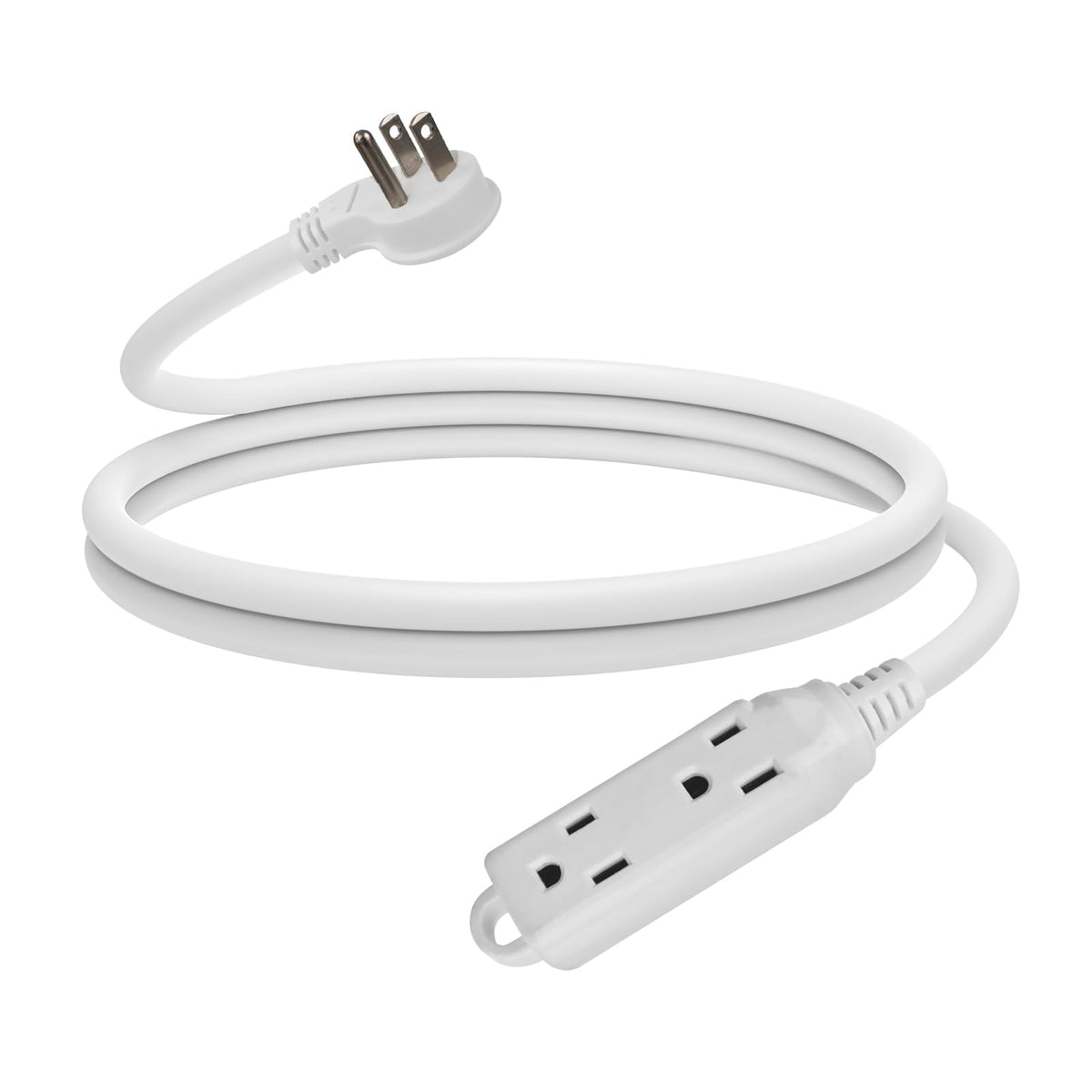 Ep Low Profile 6 Ft Flat Plug Extension Cord   16 Awg 3 Prong Grounded Cable With 3 Outlets, Perfect For Indoor Use, White, Ul L