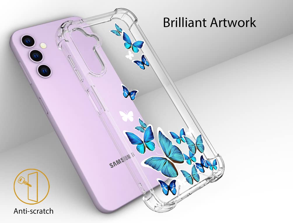 Topgraph Case Cute Butterfly Clear For Women Girly Designer Girls For Galaxy S23+ Plus, Cute Silicone Transparent Phone Case But