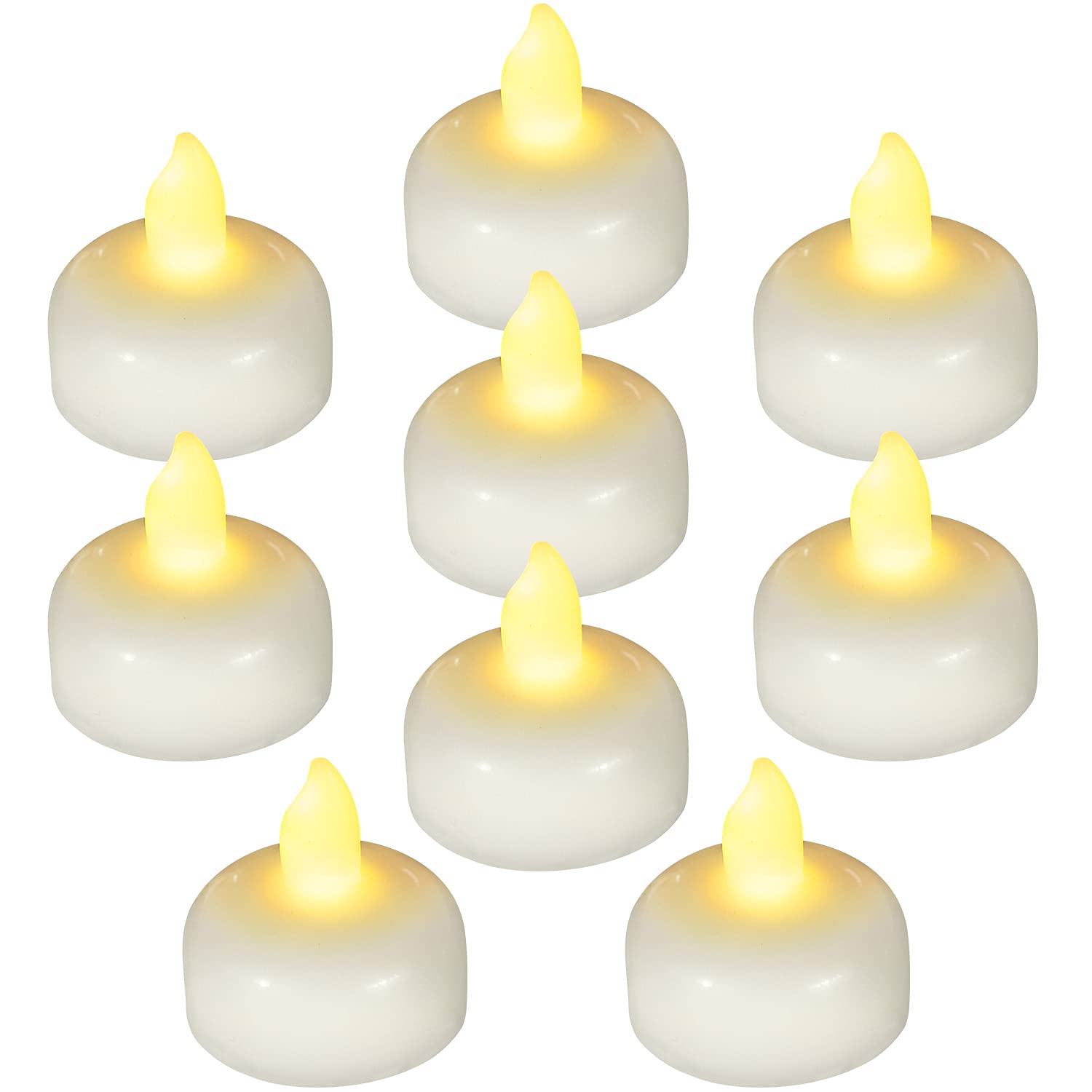 Singtok 24 Pcs Flameless Floating Tealights Waterproof Candles, Warm White Battery Operated Outdoor Flickering Led Tea Lights Vo