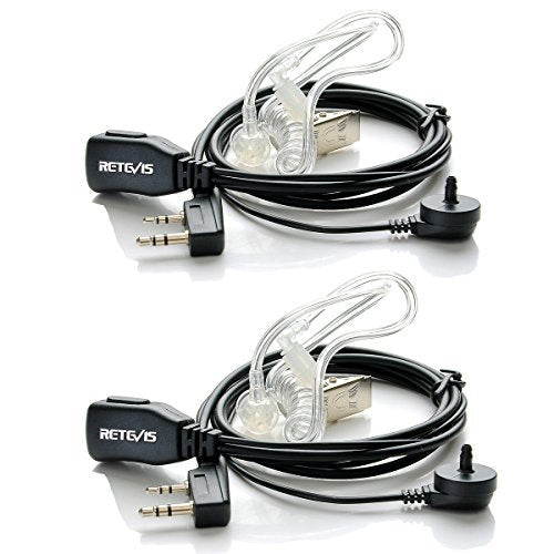Retevis Walkie Talkie Earpiece With Mic, Two Way Radio Earpiece With Ptt, 2 Pin, Covert Acoustic, For Rt22 Rt68 Rt21 H 777, Compatible With Baofeng Uv 5R 888S Kenwood Pxton Samcom 2 Way Radio(2 Pack)