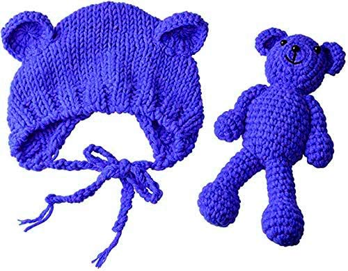 Ecyc Newborns Crochet Beanie With Bear Doll Baby Picture Outfits Photography Bat
