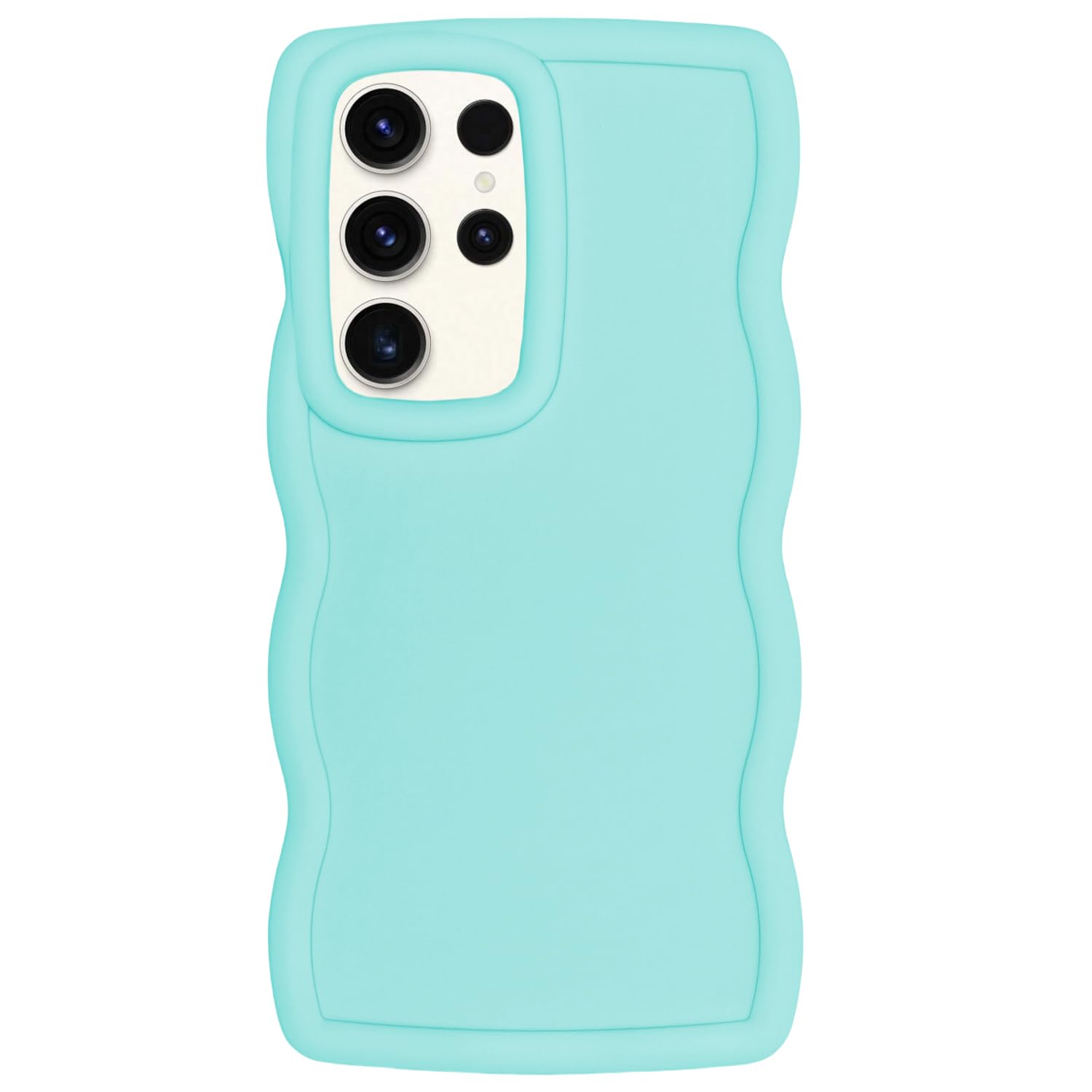 WOGROO Slim Fit Case for Samsung Galaxy S22 Ultra, Wave Frame, Cute Soft TPU Thin Protective Phone Cover for Women, Light Cyan