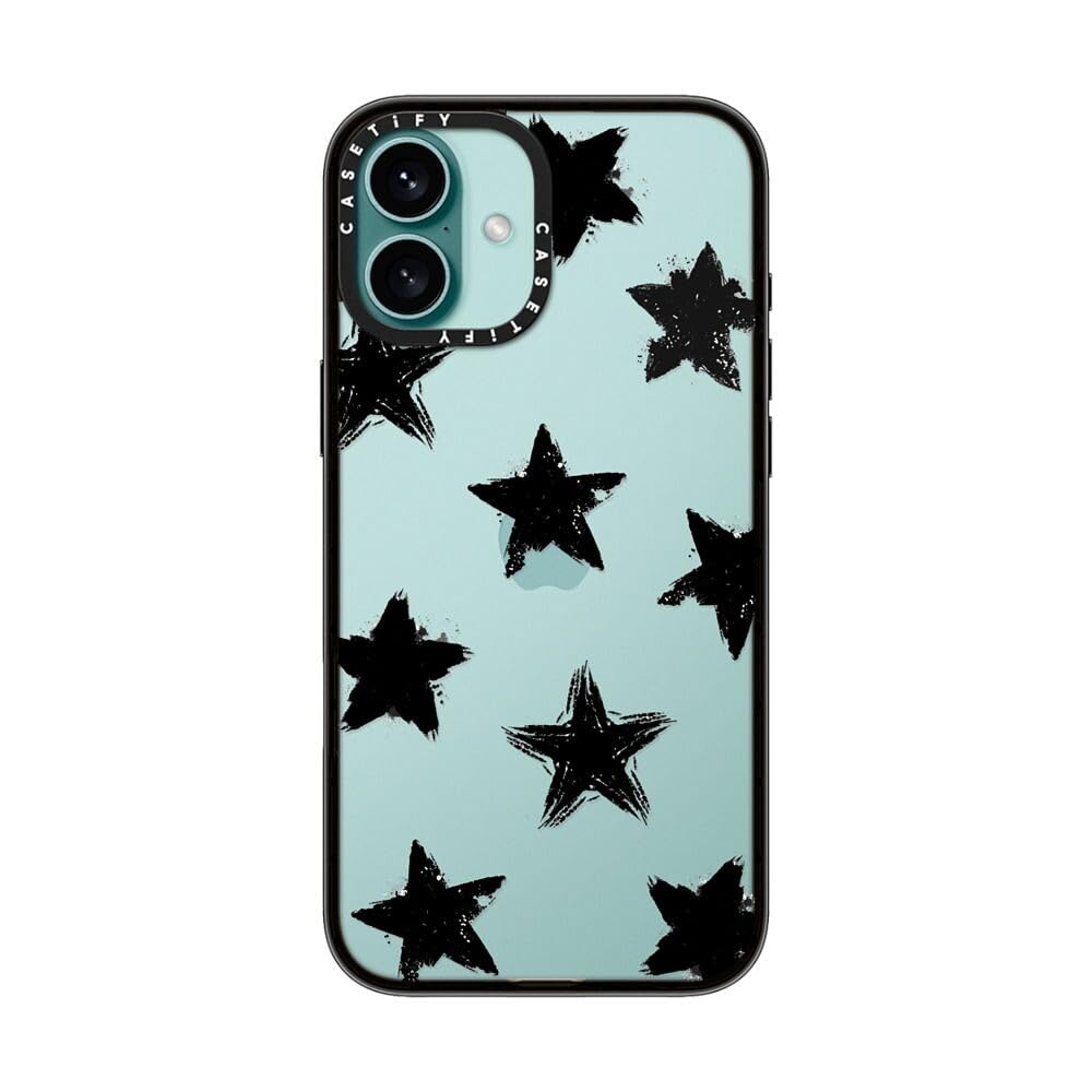 Casetify Compact Case For Iphone 16 Plus [Lightweight / 4 Ft. 2X Military Grade Drop Protection/Slim]   Star Marks   Clear Black