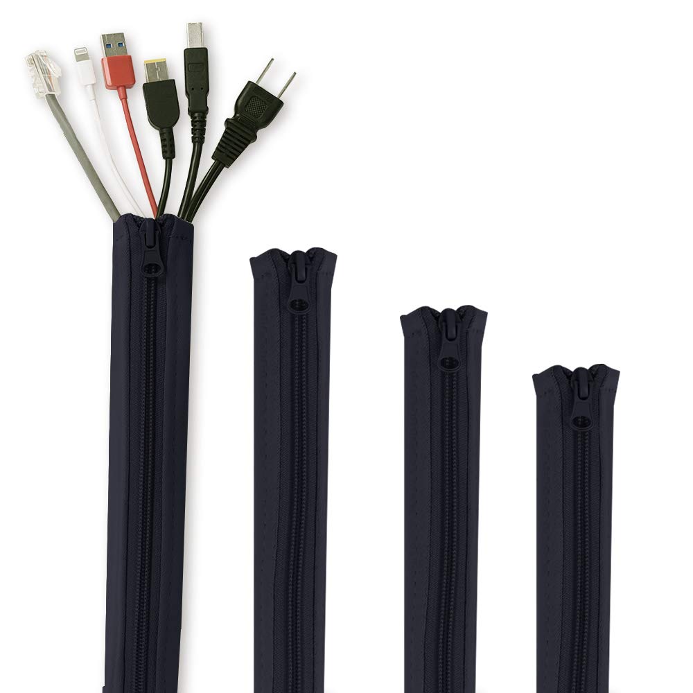 Stangh Cable Management Sleeves For Wires   Cord Management System Wrap Cover Organizer With Zipper, 19'' Wire Hider Protector F