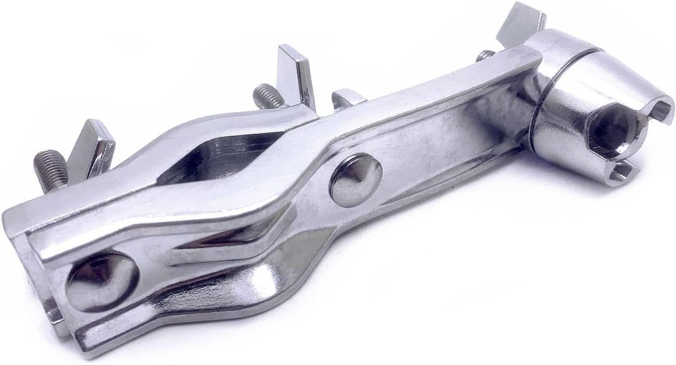 Tuoren Cowbell Clamp Percussion Mounting Bracket With Z Arm Holder For Drum Set Accessory Chrome