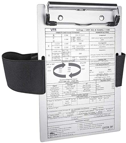 Crystal Pilot Flight Pad 6 Plus. 3 In 1 Tablet Kneeboard With Aluminum Clipboard And Vfr Placard. Compatible With Mini Ipad 6