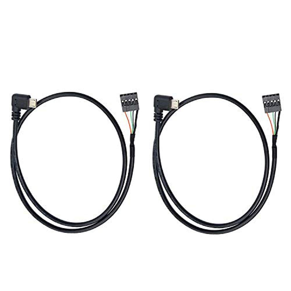 Duttek USB Header to Micro USB Dupont Cable, 90 Degree Right Angle Micro USB Male to 5 Pin Motherboard Female Adapter Dupont Ext