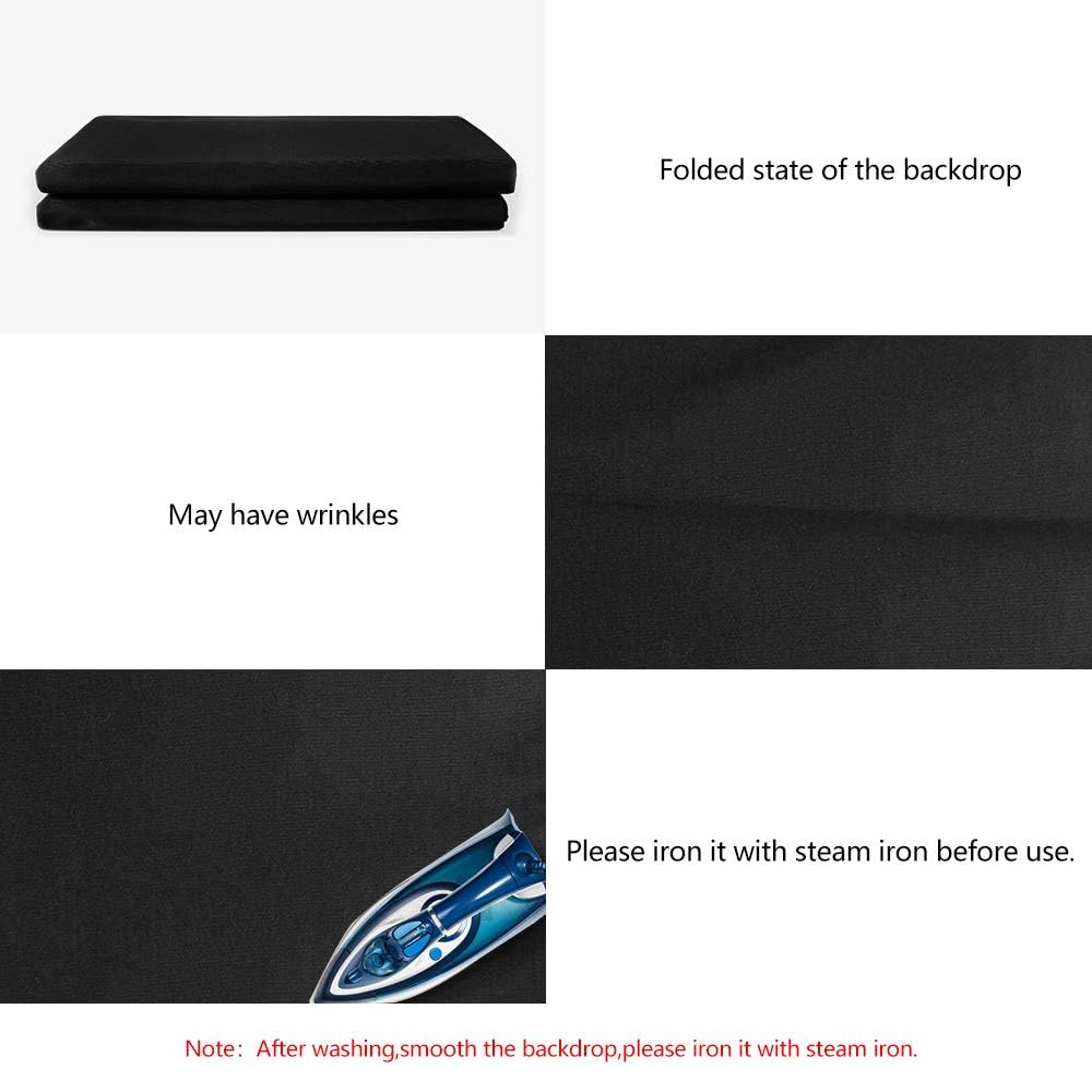 Photo Backdrop Black, Hemmotop 10X12 Ft Photography Backdrops For Photoshoot, Black Background Screen For Birthday Party, Video