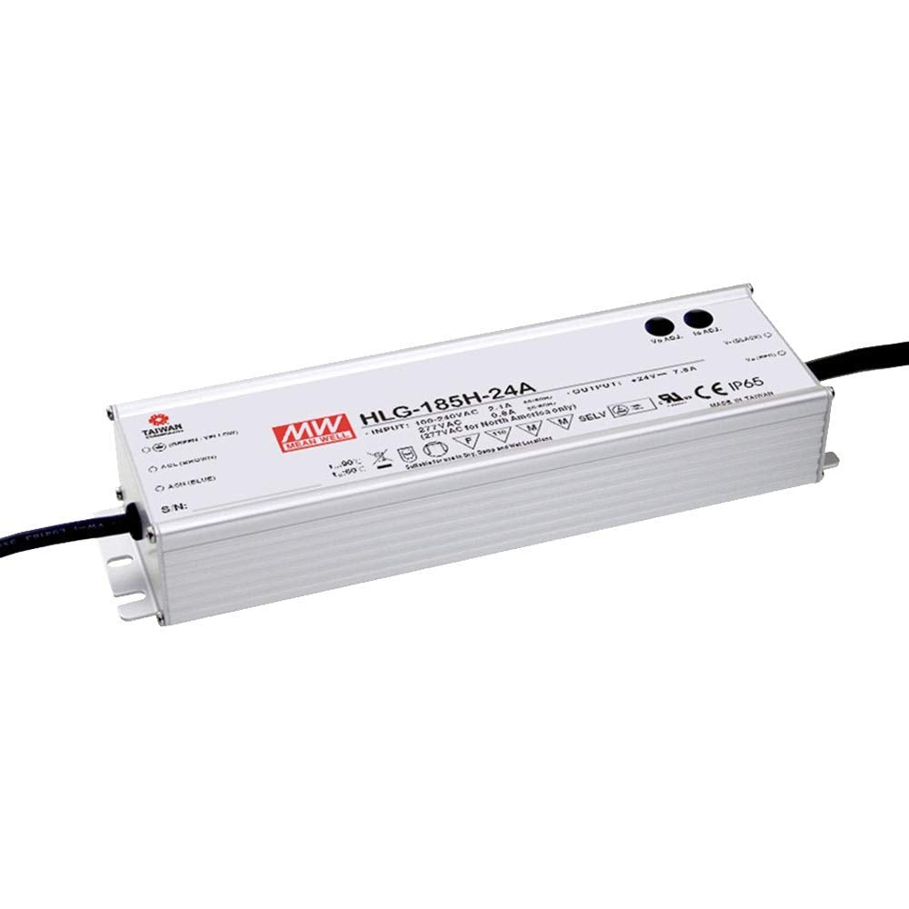 Mean Well Hlg 185H 24A | Enclosed Led Driver 24 Volts 7.8 Amps 187.2 Watts