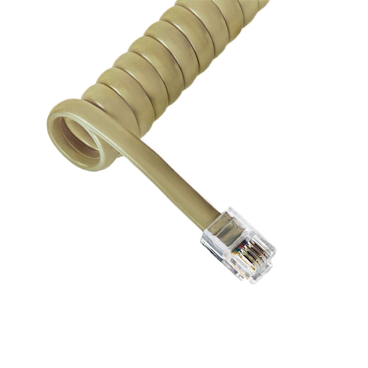 Cablesys Coiled Telephone Handset Cord for Use with PBX Phone Systems, VoIP Telephones - 25 Ft Uncoiled, Rj22, 1.5 Inch Lead on 