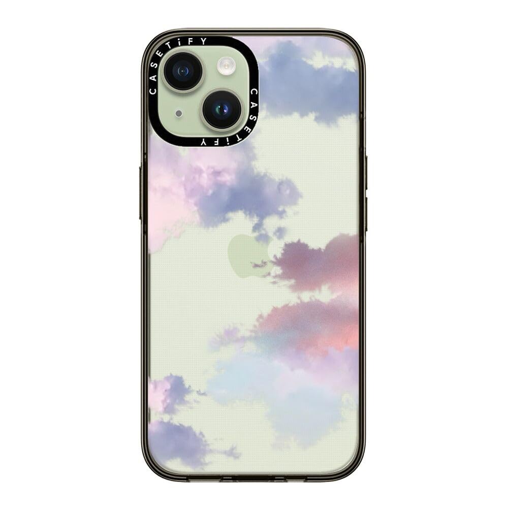 Casetify Compact Case For Iphone 15 [2X Military Grade Drop Tested / 4Ft Drop Protection]   Clouds   Clear Black