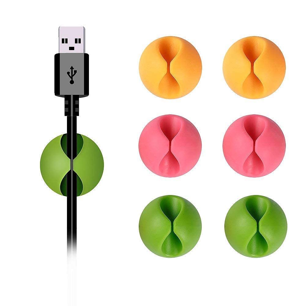 Rivugja Cable Clips Desktop Cord Organizer,Cable Management, Wire Holder System, Multipurpose Silicone Adhesive Cord Hooks For T
