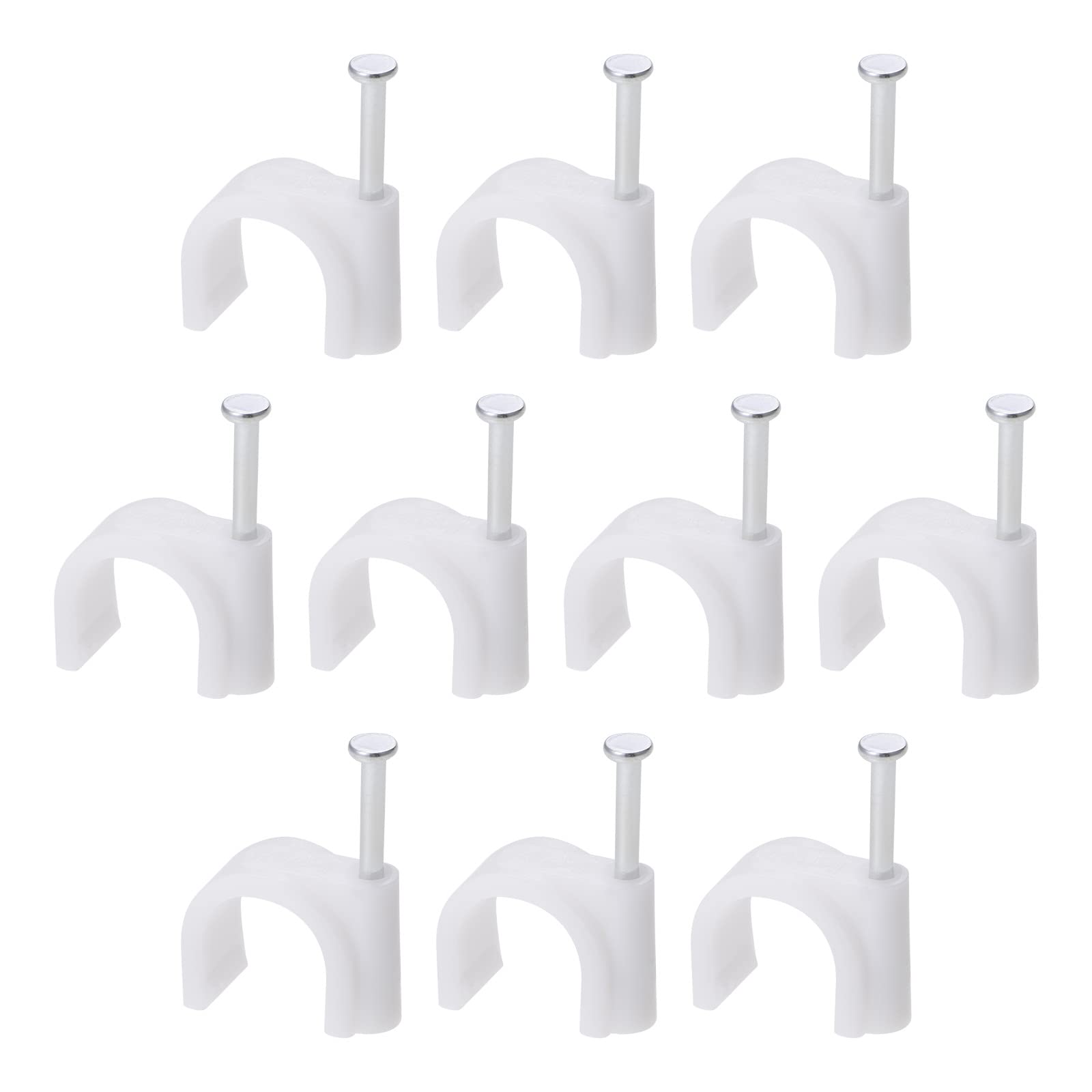 Rebower Pe Cable Clip Nail Space Saving Clamp, [For Wire, Cable, Rope]  12Mm/White/100 Pcs