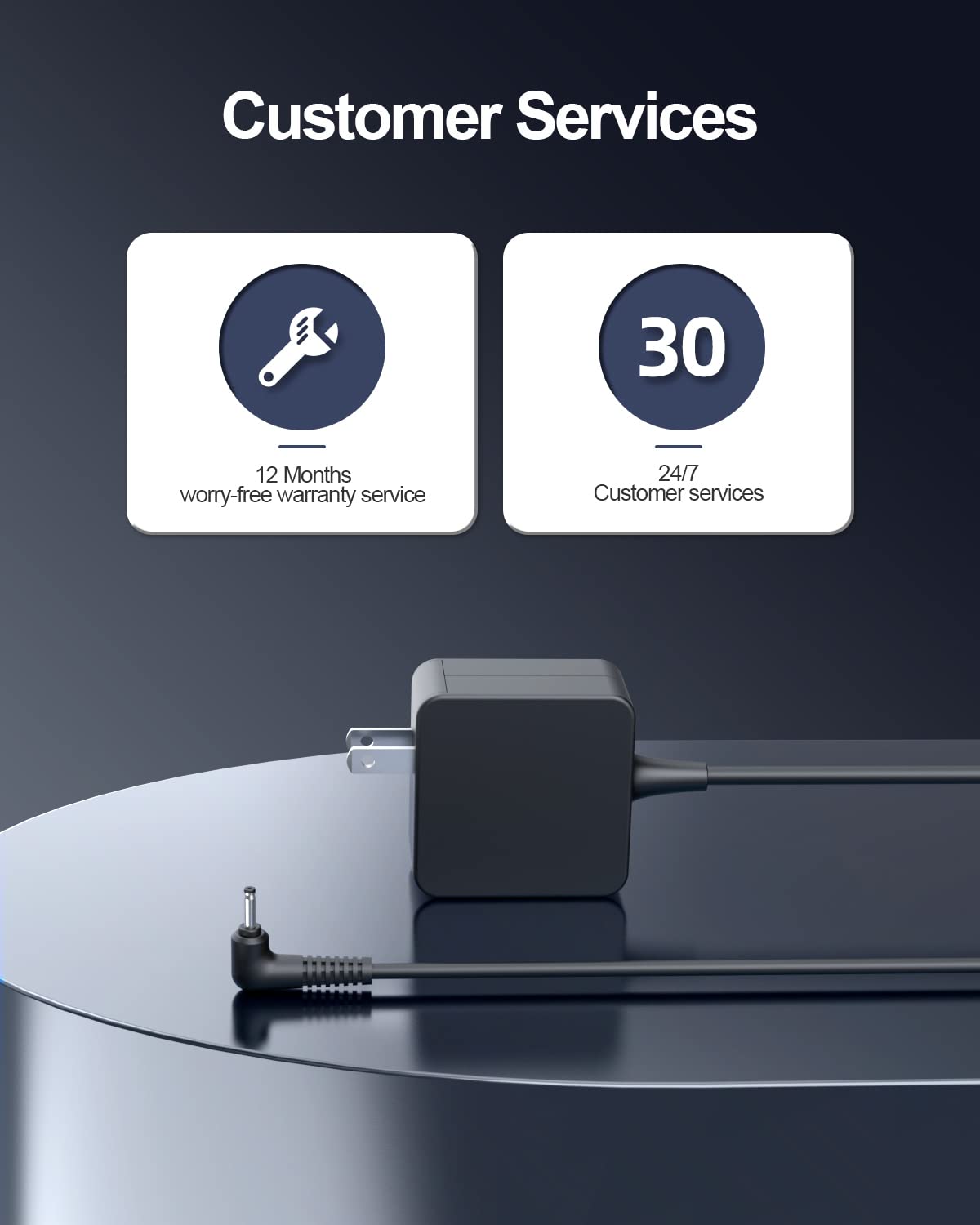 Charger For Samsung Chromebook, Chromebook 2, Chromebook 3, Notebook Xe500C13, Pa 1250 98 (Ul Certified Safety), Round Connector