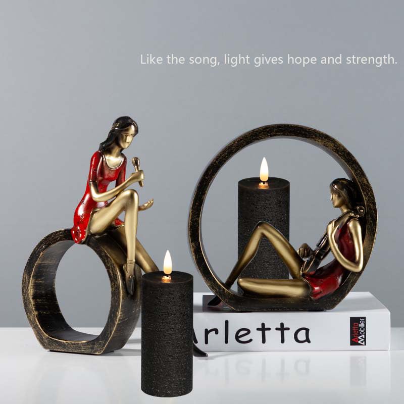 Volnyus Black Flameless Candles Set Of 2 (2.2X5 Inch) Real Wax Flickering Led Candles Battery Operated With Remote Control Timer