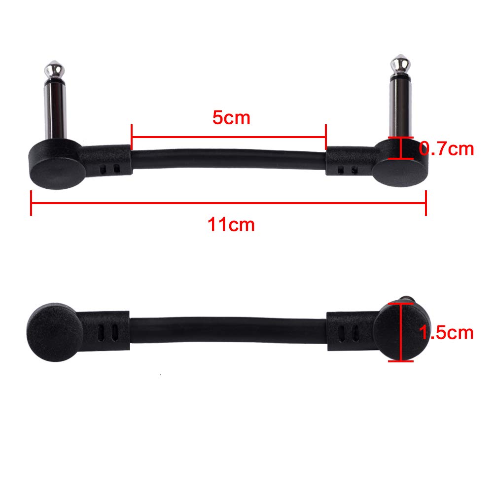 Rayzm Guitar Patch Cable, 6.35Mm Angled Instrument Jumper Cable For Guitar/Bass Effects Pedals, 5Cm Pedal Board Jumper Cables (6