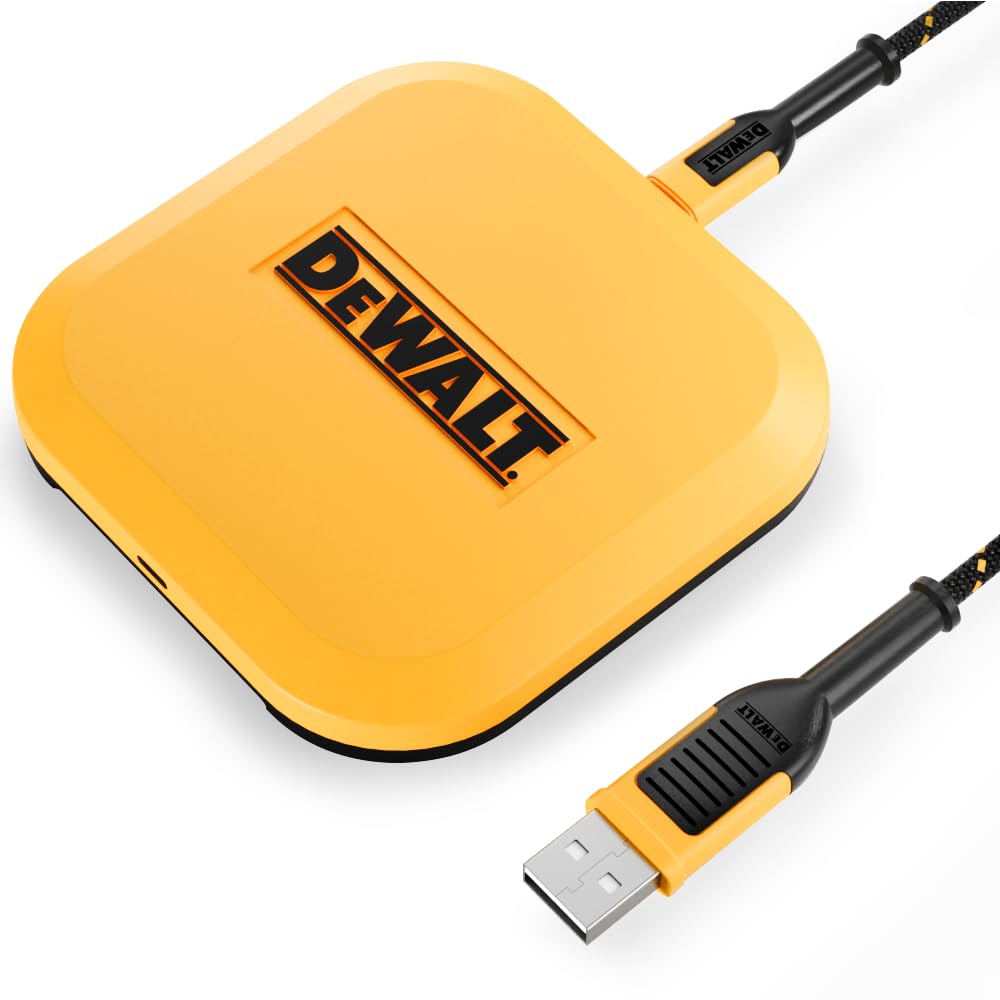 DEWALT Fast Wireless Charging Pad - Type C Cable and AC Adapter Included - 10W Max Qi Wireless Charger iPhone 14/13/12 Samsung A