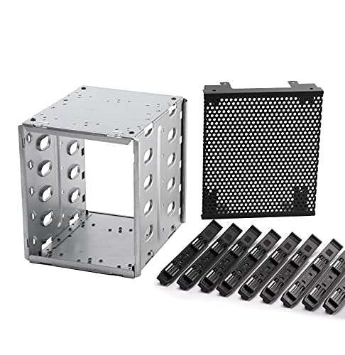 Stainless Steel Hard Drive Cage, 5.25'' To 5X3.5'' Rack Sas For Computer, Hard Driver Tray With Fan Space   Hard Drive Cage Adap