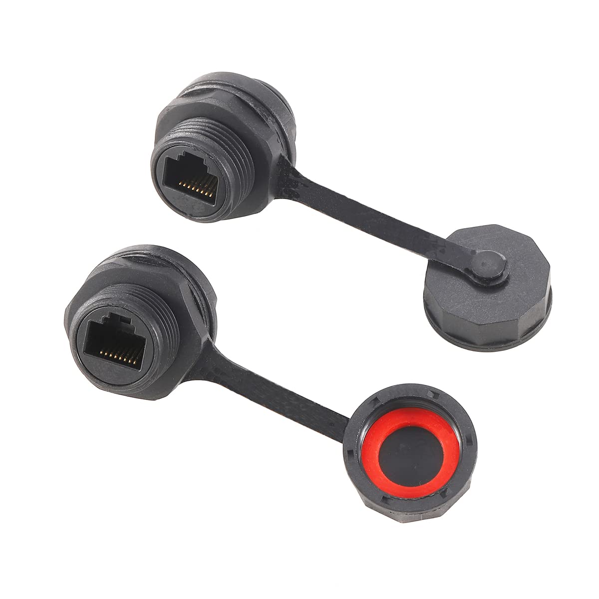 Penglin 5Pcs Rj45 Panel Mount Coupler, Shielded Ip67 Waterproof Ethernet Connector Pass Through, Cat6/Cat5E/Cat5 Female To Femal