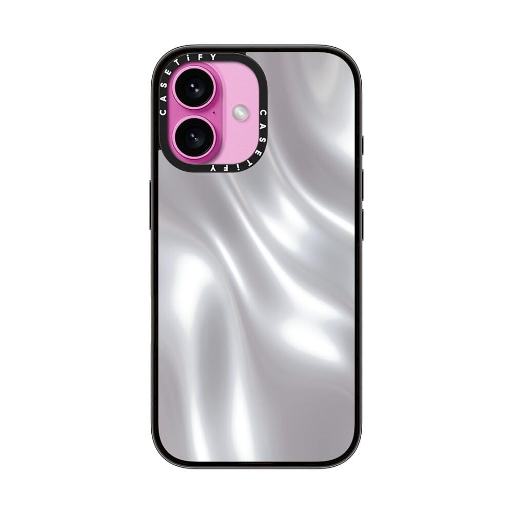 Casetify Compact Case For Iphone 16 [Lightweight / 4 Ft. 2X Military Grade Drop Protection/Slim]   Soft Metal   Clear Black