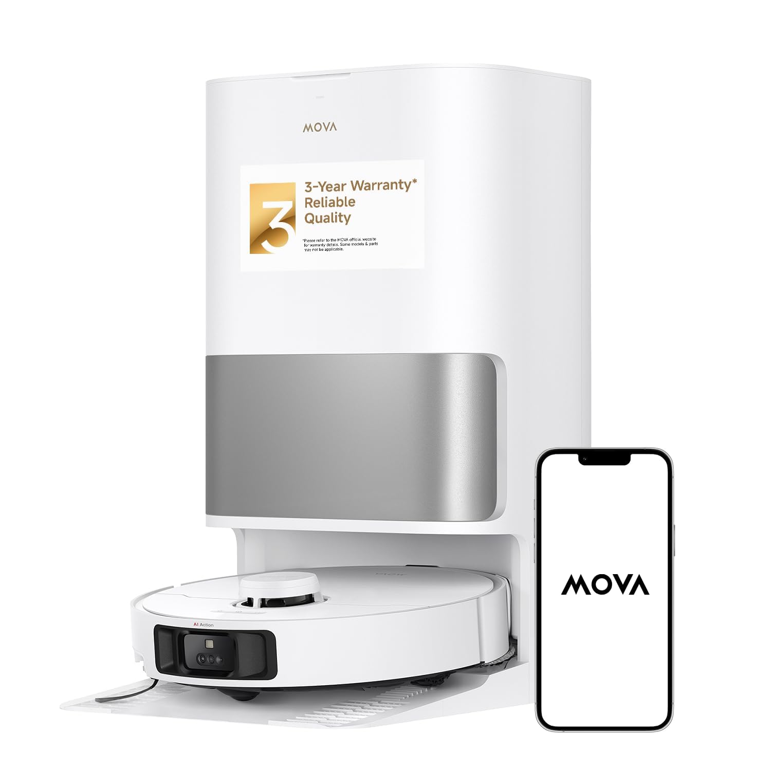 Mova P10 Pro Ultra Robot Vacuum and Mop 13,000Pa Suction, 140F Hot Water Auto Mop Washing & Drying, Dual Spinning Extenable Mop,