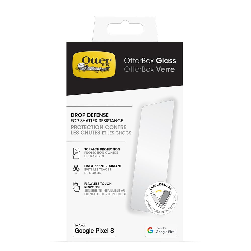 Otterbox Google Pixel 8 Glass Screen Protector, Scratch Protection, Flawless Clarity, Fingerprint Resistant