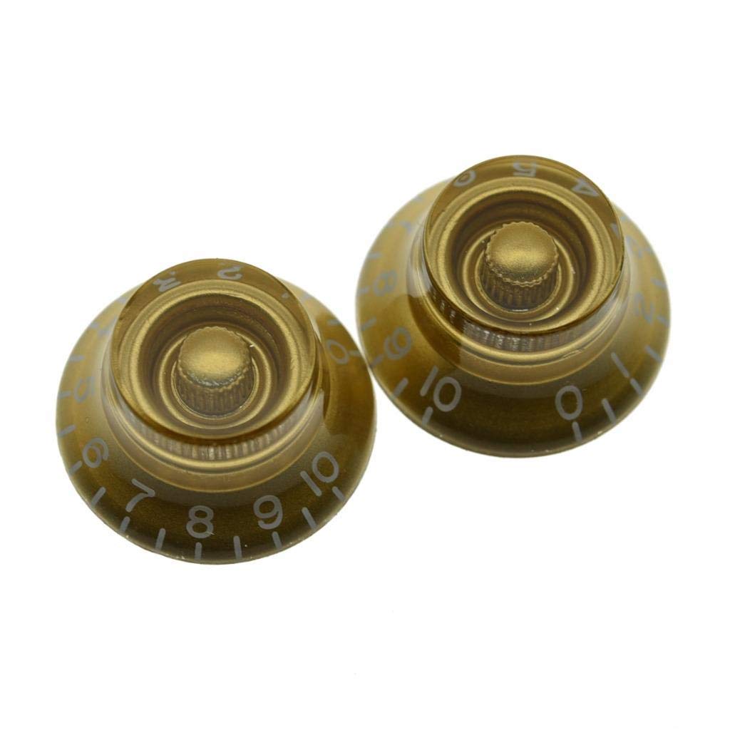 Dopro 2Pcs Usa(Imperial) Lp Guitar Bell Knobs 24 Fine Splines Top Hat Knobs For Usa Les Paul With Cts Pots Gold