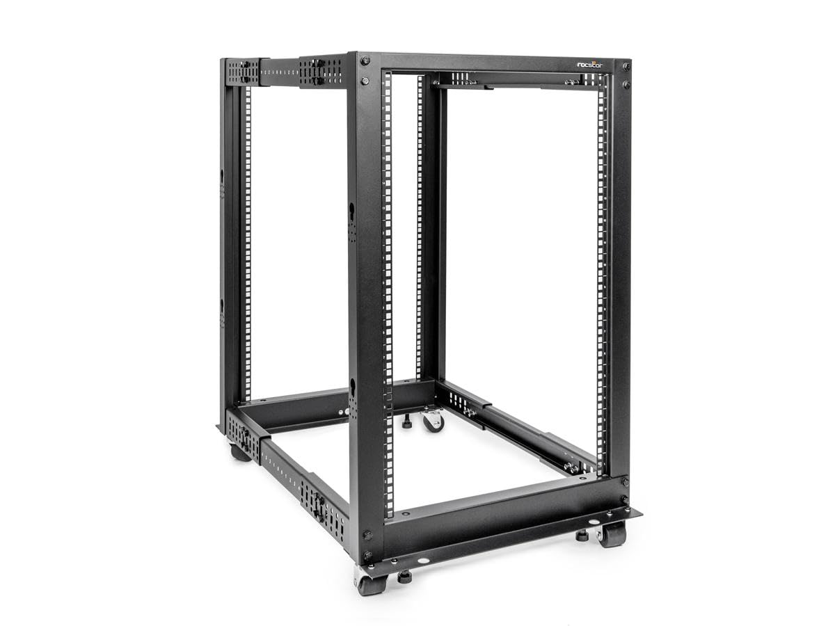 Solidrack 18U Adjustable Depth Open Frame 4 Post Rack W/ Casters - 1200 Lbs Weig