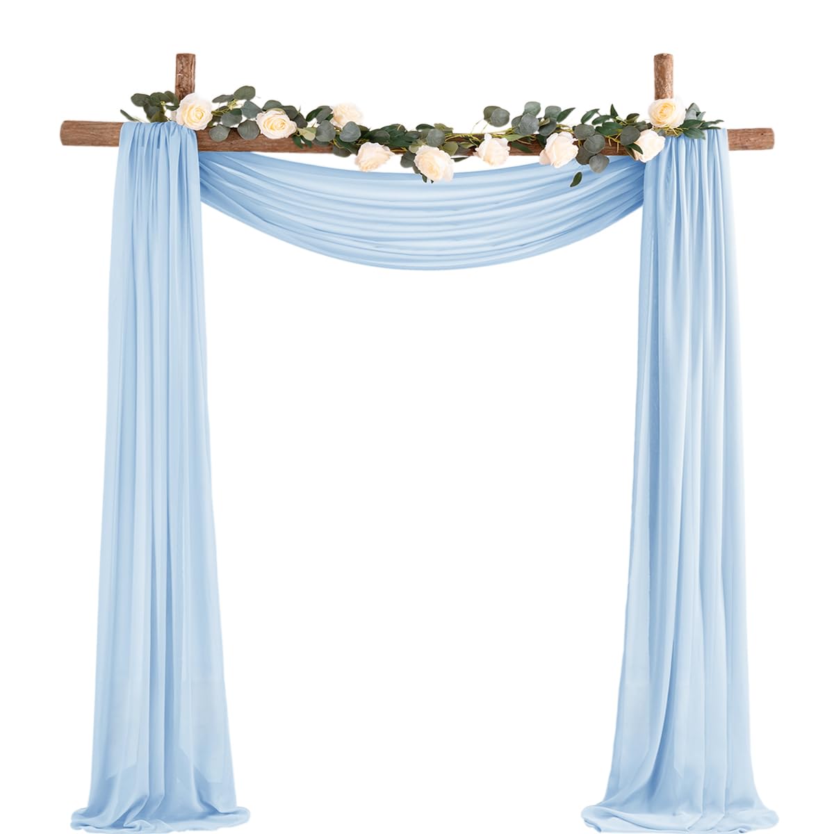 Socomi Wedding Arch Draping Fabric 1 Panel 29'' X 19Ft Baby Blue Sheer Chiffon Curtain Drapes 6 Yards For Wedding Ceremony Birth