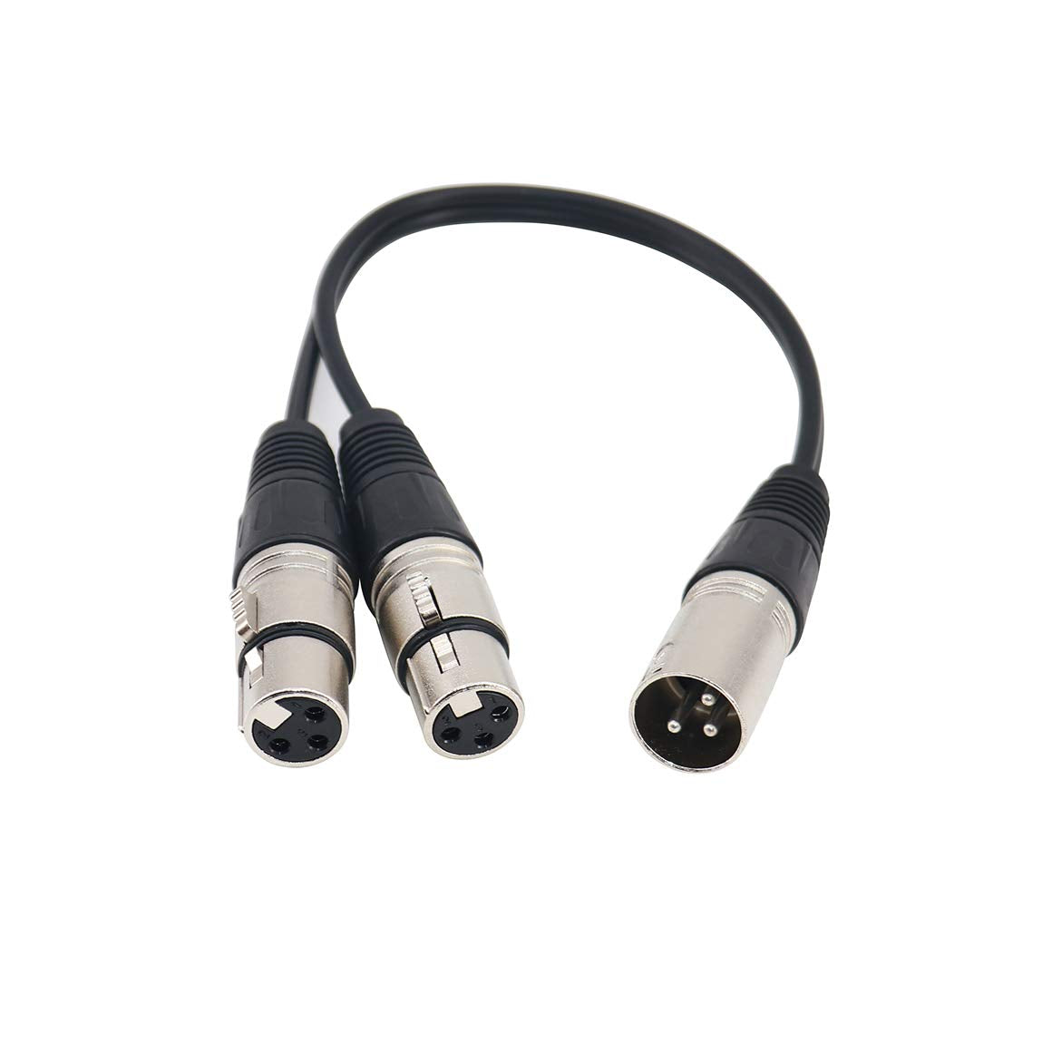 Tan Qy Splitter Xlr Cable 3 Pin Xlr Splitter Y Adapter Male To 2 Female Dmx Cable, Mic Preamp, Splitter Patch Cable (1Ft)