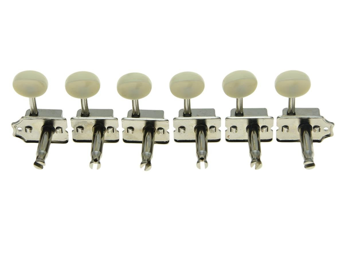 Dopro Nickel With Aged White Lefty Split Shaft Vintage Guitar Tuning Keys Machine Heads For Strat Tele