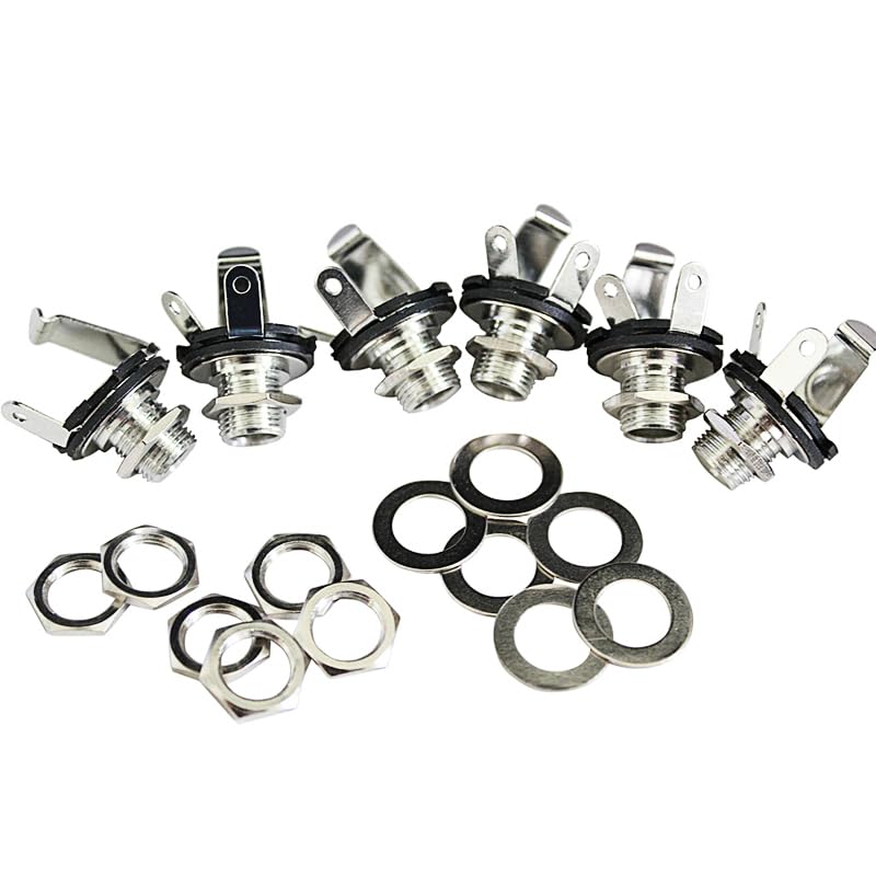 Ruijotwat 1 Set Of 10 Black Mono 1/4 Jack Socket For Lp Tl Guitar