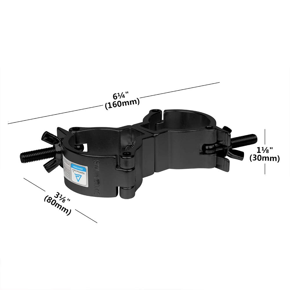 Gbgs Dj Truss Swivel Clamp 2 Inch Aluminum Alloy 220 Lbs For Od 2'' (50.8Mm) Pipe F34 4 Pack (Black)