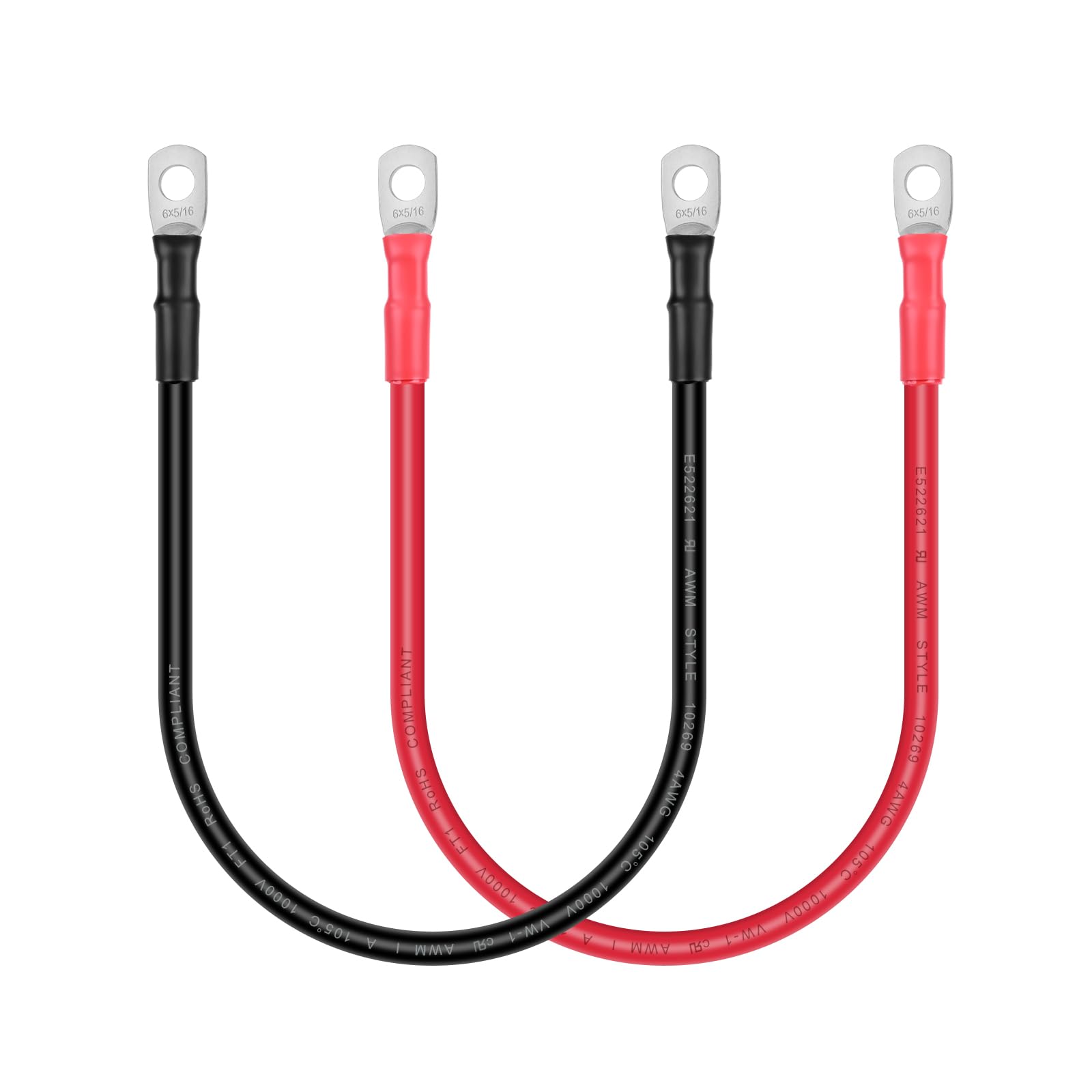 Battery Cables - iGreely 6 Gauge Battery Power Inverter Cables with 5/16 Lugs for Solar Panle Automotive Motorcycle RV & Marin