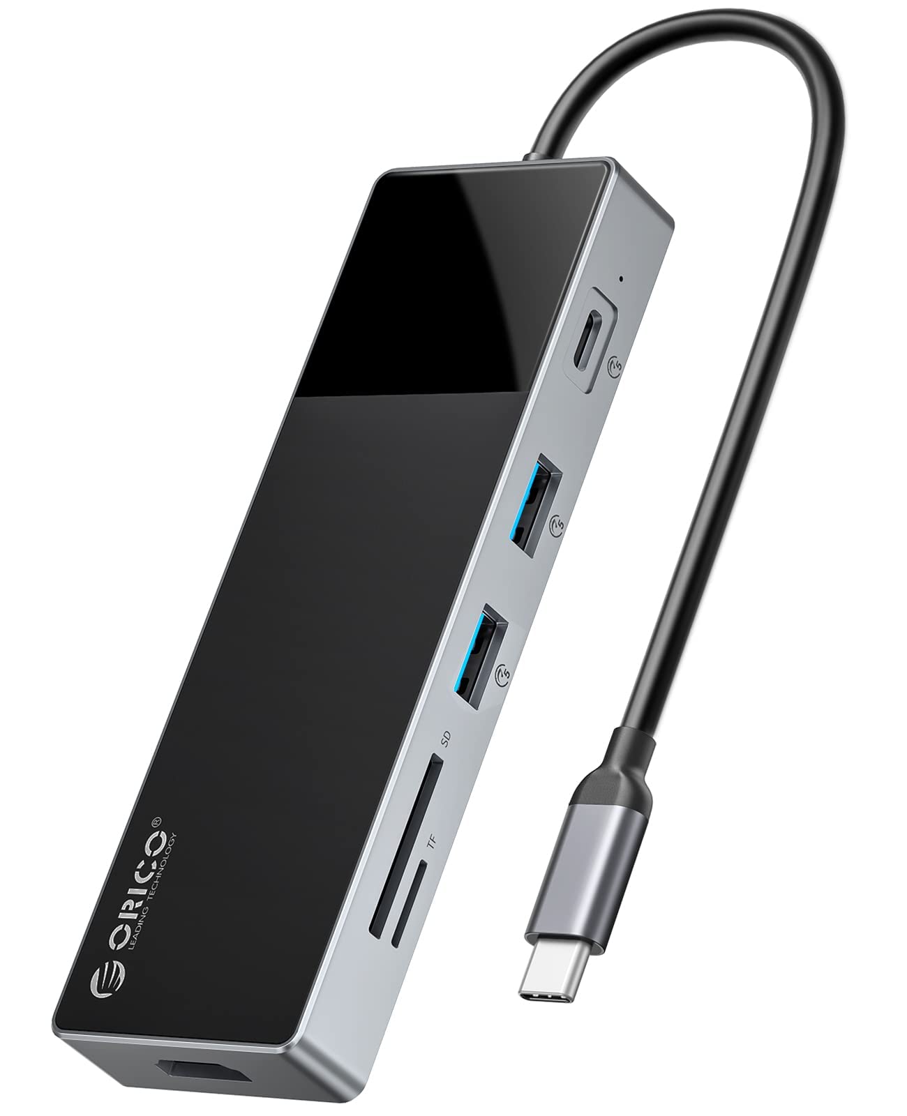 USB C Laptop Docking Station, ORICO 9 in 1 Type C Hub Multiport Adapter with PD 100W,HDMI 4K@30Hz,USB A3.0�3,USB C3.0�1,USB A2.0�1,SD/TF�1 Compatible for Dell/Surface/HP/Lenovo Laptops