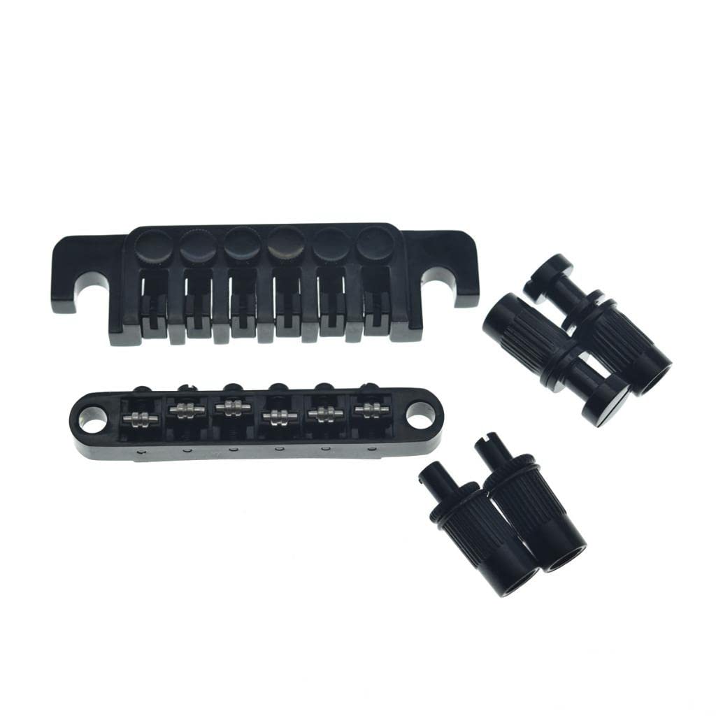 Kaish Black Guitar Roller Saddle Bridge Tune O Matic Bridge With Tp 6 Style Lp Stopbar/Bridge Tailpiece For Epiphone Les Paul Lp