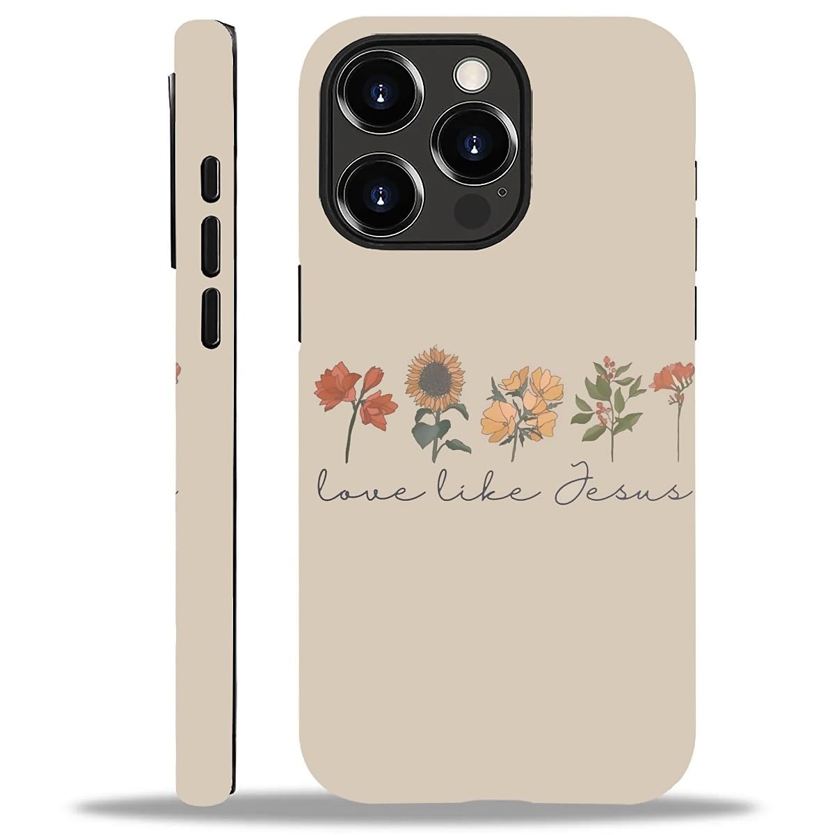 WANKBLC Compatible with iPhone 13 Pro Max Matte Case, Love Like Jesus Religious Faith Flower Pattern for Girl Full Body Design S