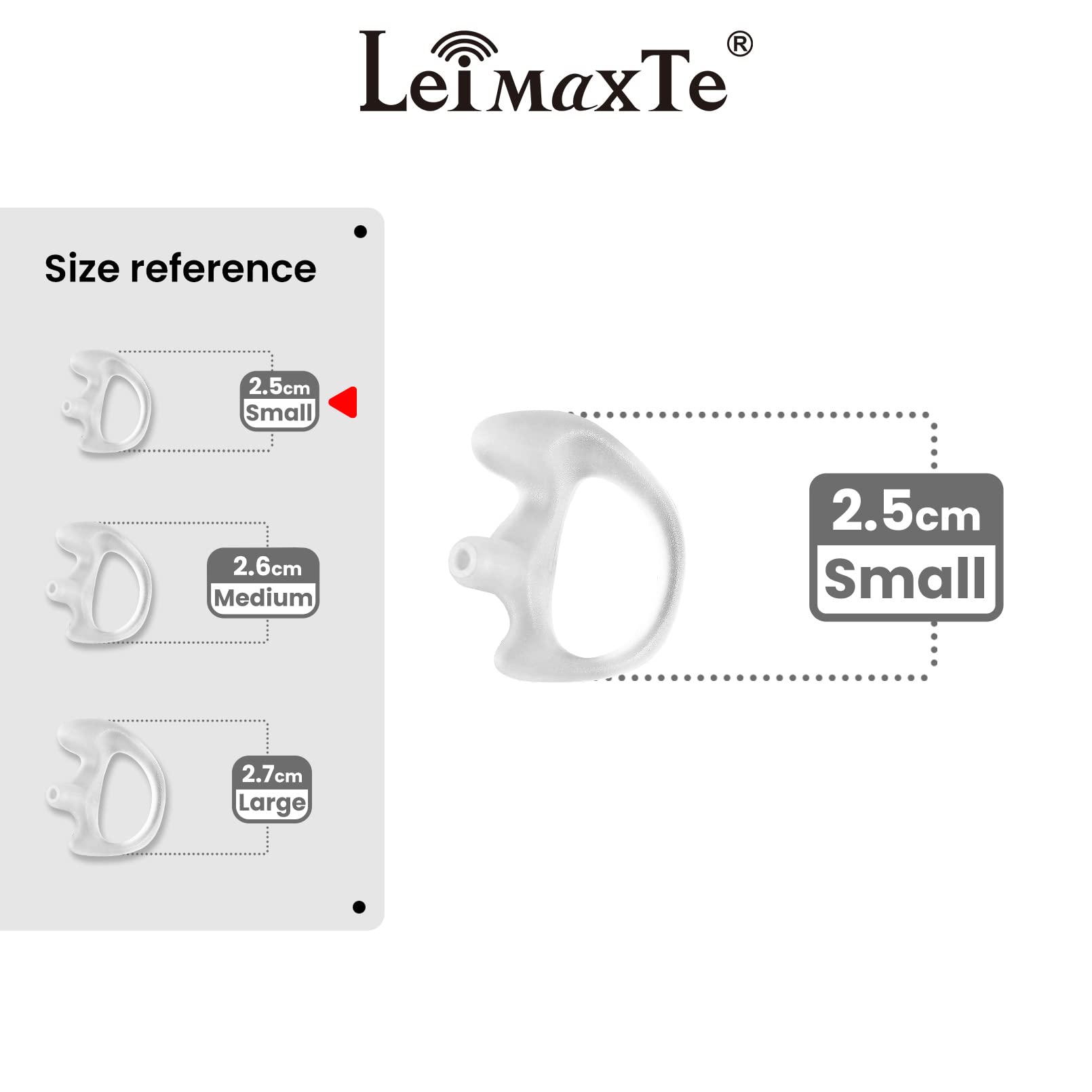 Leimaxte Earmold Small For Two Way Radio Acoustic Tube Earpiece Ear Molds Audio Kits Surveillance Headset Earbud (2 Pairs, Small)