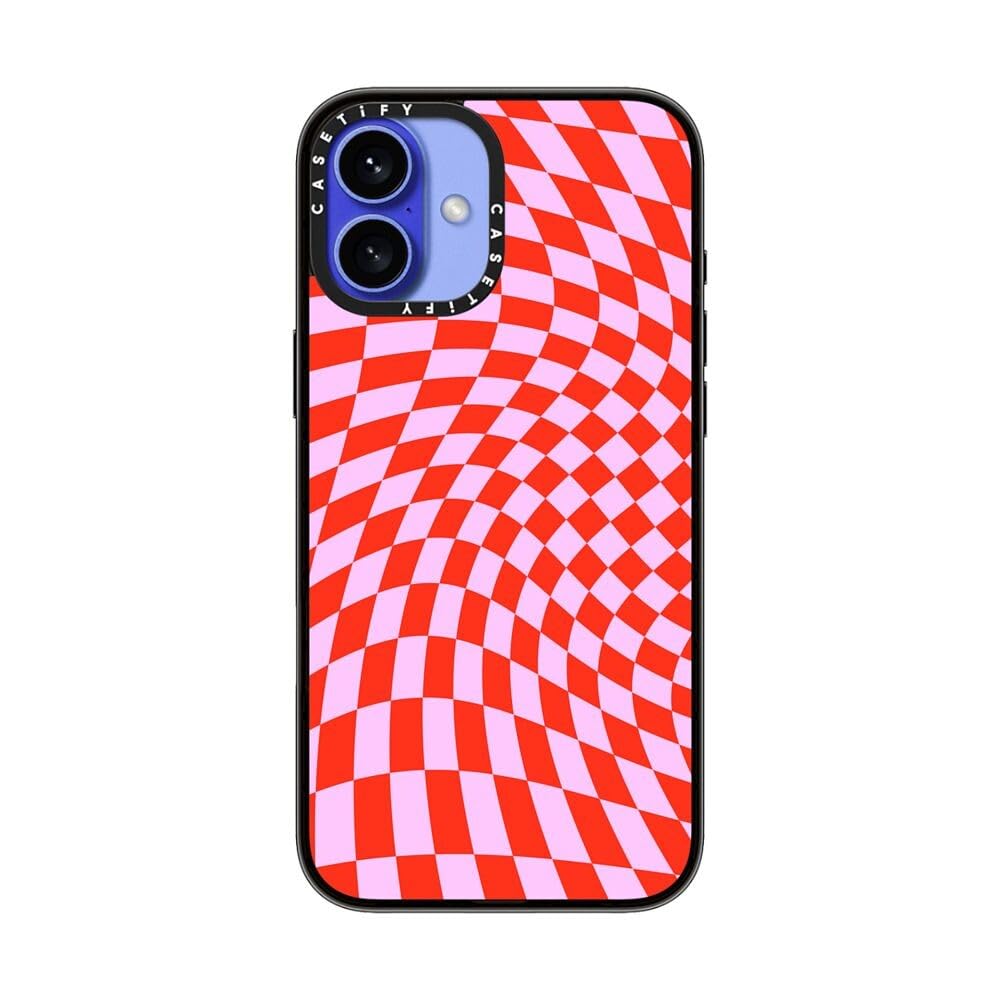 Casetify Compact Case For Iphone 16 Plus [Lightweight / 4 Ft. 2X Military Grade Drop Protection/Slim]   Strawberry Checkers   Cl