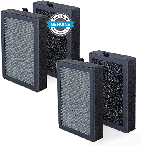 Levoit Lv H128 Air Purifier Replacement, 3 In 1 Pre Filter, H13 True Hepa, Activated Carbon, 3 Stage Filtration System, 4 Piece 