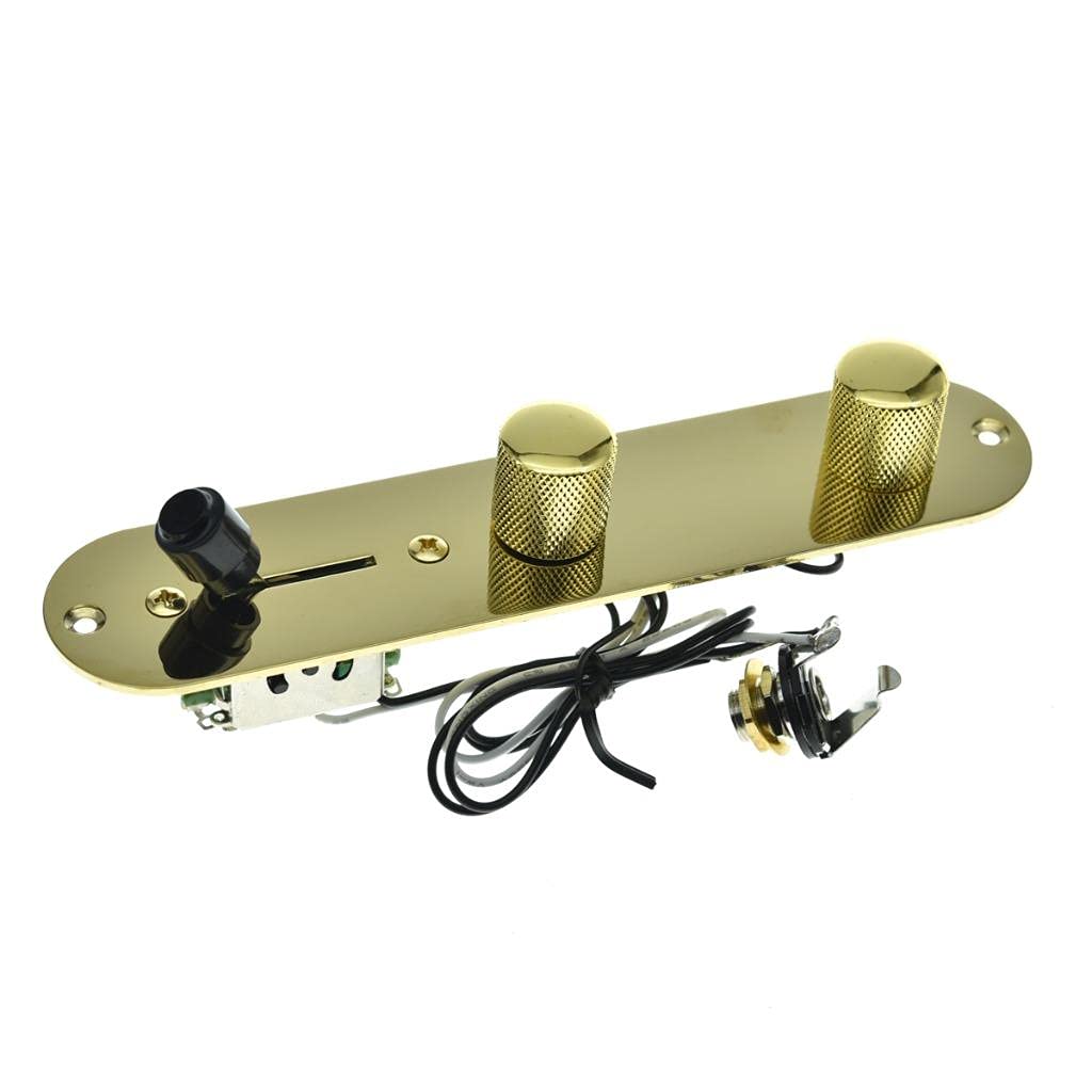 Dopro Loaded Control Plate Pre Wired 3 Way Control Plate With Wiring Harness For Fd Tele/Telecaster Guitars Gold
