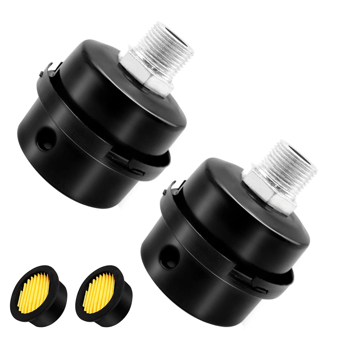 Tnuocke 2Pcs 1/2'' Thread Air Compressor Silencer,Air Compressor Intake Filter Sound Muffler Accessories 20Mm For Generators; Bl